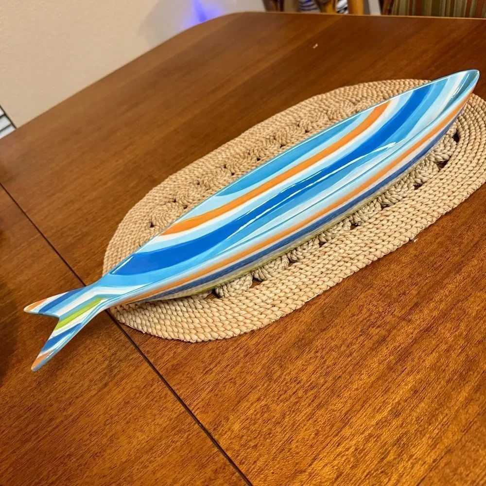 Vintage Boston Warehouse Co. Clearly Fish Ceramic Appetizer Serving Dish/Boat